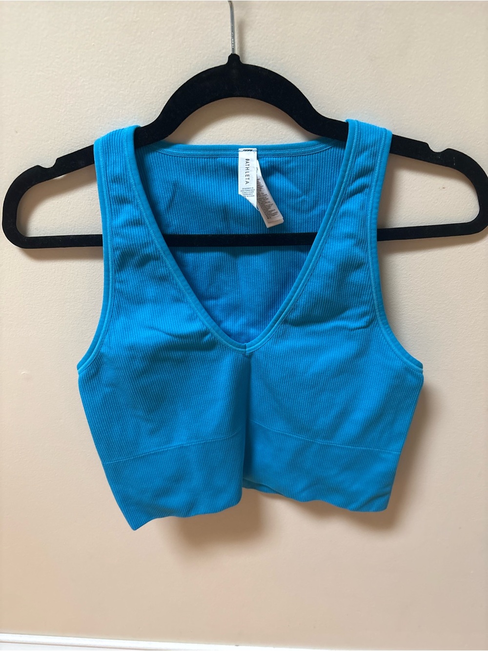 Ribbed Blue Crop Tank Top
